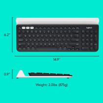 Logitech K780 Multi-Device Wireless Keyboard FLOW Cross-Computer Control Compatible - Speckles