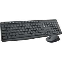 Logitech Mk235 Wireless Keyboard And Mouse Combo For Windows, 2.4 Ghz Wireless With Unifying Usb-Receiver, Wireless Mouse,15 Fn Keys, 3-Year Battery Life, Pc/Laptop, US Intl Layout - Grey
