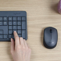 Logitech Mk235 Wireless Keyboard And Mouse Combo For Windows, 2.4 Ghz Wireless With Unifying Usb-Receiver, Wireless Mouse,15 Fn Keys, 3-Year Battery Life, Pc/Laptop, US Intl Layout - Grey