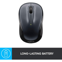 Logitech M325 Wireless Mouse, 2.4 GHz with USB Unifying Receiver, 1000 DPI Optical Tracking, 18 Month Life Battery, PC/Mac/Laptop Dark Silver Black Grey, 910-002142