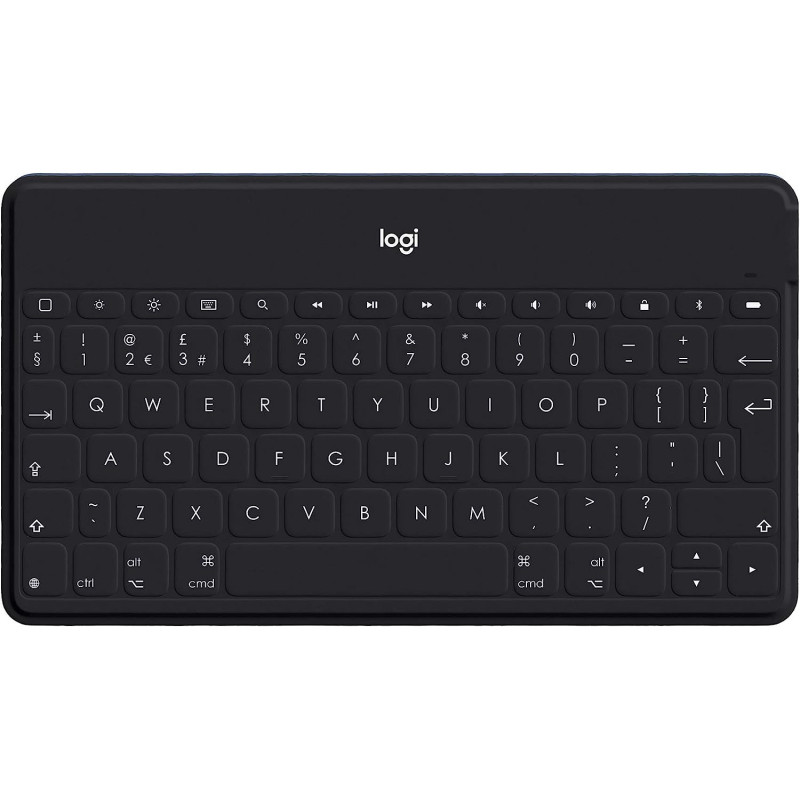 Logitech Keys-To-Go Wireless Bluetooth Keyboard For iPhone, iPad, Smartphone, Tablet, Android, Windows, Apple TV, Ultra-Thin, Ultra-Light, Short-Cut Keys, QWERTY UK Layout - Black