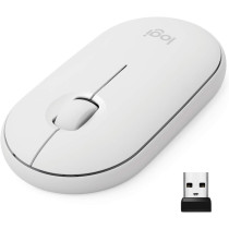 Logitech Pebble M350 Wireless Mouse with Bluetooth or USB - Silent, Slim Computer Mouse with Quiet Click for iPad, Laptop, Notebook, PC and Mac - Off White