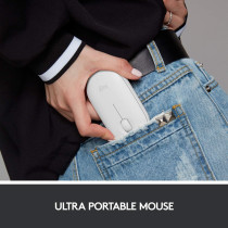 Logitech Pebble M350 Wireless Mouse with Bluetooth or USB - Silent, Slim Computer Mouse with Quiet Click for iPad, Laptop, Notebook, PC and Mac - Off White
