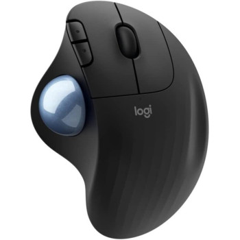 Logitech Ergo M575 Wireless Trackball Mouse Adjustable Ergonomic Design, Control and Move Text/Images/Files Between 2 Windows and Apple Mac Computers (Bluetooth or USB), Rechargeable, Graphite - Black