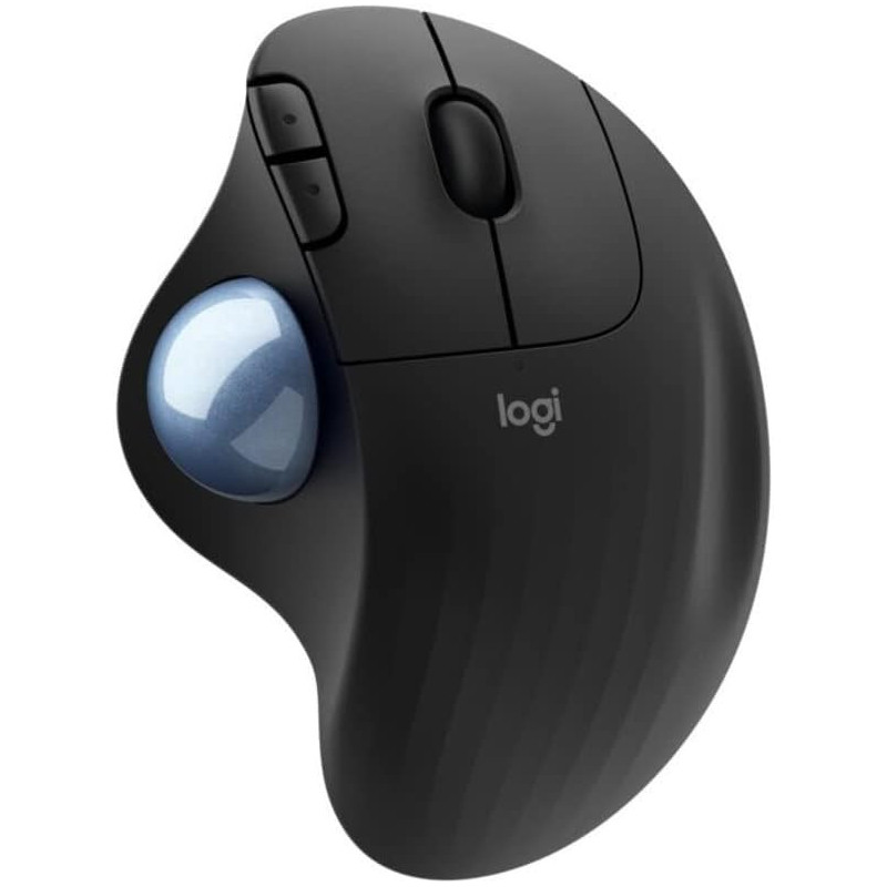 Logitech Ergo M575 Wireless Trackball Mouse Adjustable Ergonomic Design, Control and Move Text/Images/Files Between 2 Windows and Apple Mac Computers (Bluetooth or USB), Rechargeable, Graphite - Black