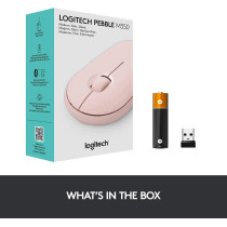 Logitech Pebble M350 Wireless Mouse with Bluetooth or USB - Silent, Slim Computer Mouse with Quiet Click for iPad, Laptop, Notebook, PC and Mac - Pink Rose