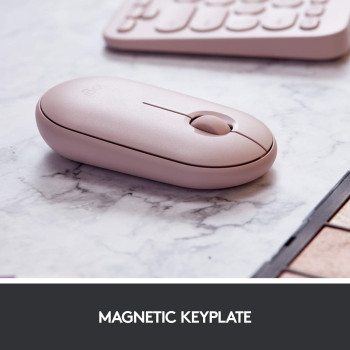 Logitech Pebble M350 Wireless Mouse with Bluetooth or USB - Silent, Slim Computer Mouse with Quiet Click for iPad, Laptop, Notebook, PC and Mac - Pink Rose