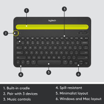 Logitech Bluetooth Multi-Device Keyboard K480 ? Black ? works with Windows and Mac Computers, Android and iOS Tablets and Smartphones