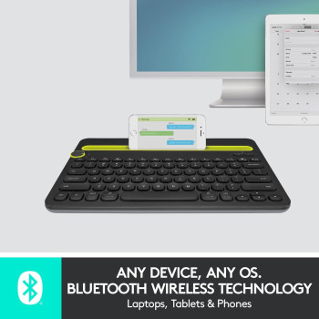 Logitech Bluetooth Multi-Device Keyboard K480 ? Black ? works with Windows and Mac Computers, Android and iOS Tablets and Smartphones