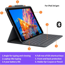 Logitech iPad Air (3rd generation) Keyboard Case, Slim Folio with integrated wireless keyboard (Graphite)