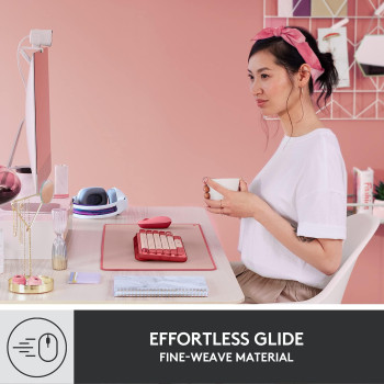 Logitech Desk Mat Studio Series, Multifunctional Large Pad, Extended MoUSe Mat, Office Protector With Anti Slip Base, Spill Resistant Durable Design, Dark Rose, 956-000053, Medium
