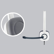 Logitech H150 Wired Headset, Stereo Headphones With Rotating Noise-Cancelling Microphone, Dual 3.5 Mm Audio Jack, In-Line Controls, Pc/Mac/Laptop - White