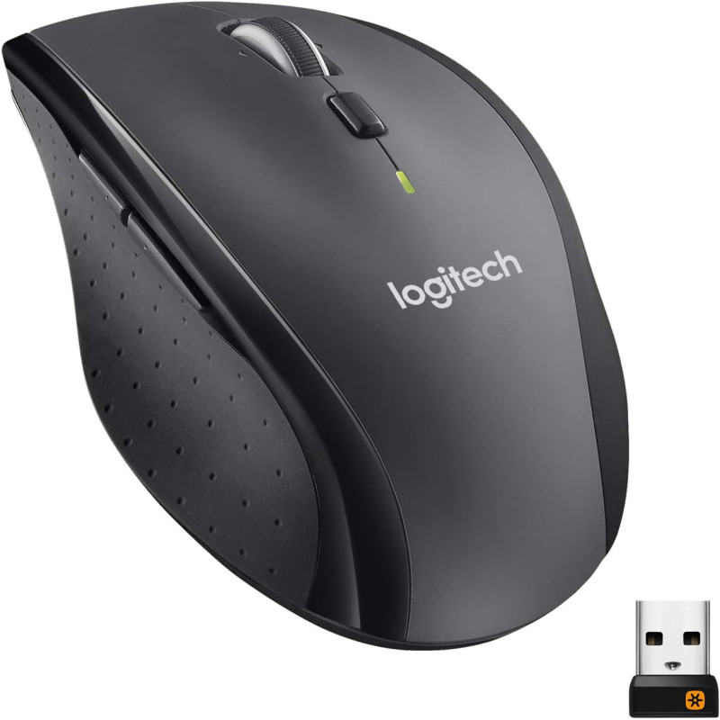 Logitech M705 Marathon Wireless Mouse Long 3 Year Battery Life, Ergonomic Sculpted Right-hand Shape, Hyper-fast Scrolling and USB Unifying Receiver, for Computers and Laptops, Dark Gray