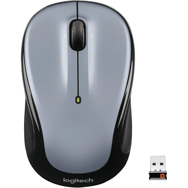 Logitech M325 Wireless Mouse, 2.4 GHz with USB Unifying Receiver, 1000 DPI Optical Tracking, 18-Month Life Battery, PC/Mac/Laptop - Light Silver Grey