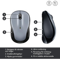 Logitech M325 Wireless Mouse, 2.4 GHz with USB Unifying Receiver, 1000 DPI Optical Tracking, 18-Month Life Battery, PC/Mac/Laptop - Light Silver Grey