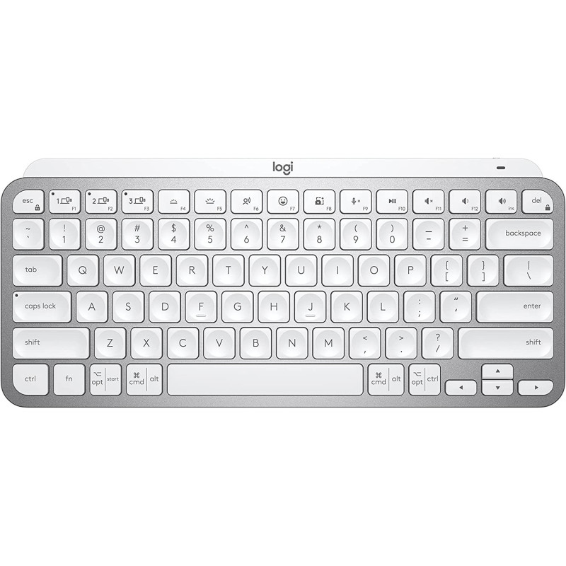Logitech MX Keys Mini Minimalist Wireless Illuminated Keyboard, Compact, Bluetooth, Backlit, USB-C, Compatible with Apple macOS, iOS, Windows, Linux, Android, Metal Build - Pale Gray