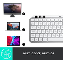 Logitech MX Keys Mini Minimalist Wireless Illuminated Keyboard, Compact, Bluetooth, Backlit, USB-C, Compatible with Apple macOS, iOS, Windows, Linux, Android, Metal Build - Pale Gray