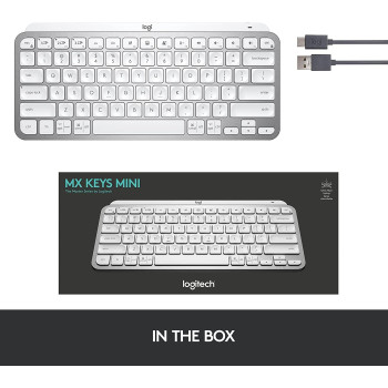 Logitech MX Keys Mini Minimalist Wireless Illuminated Keyboard, Compact, Bluetooth, Backlit, USB-C, Compatible with Apple macOS, iOS, Windows, Linux, Android, Metal Build - Pale Gray