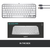 Logitech MX Keys Mini Minimalist Wireless Illuminated Keyboard, Compact, Bluetooth, Backlit, USB-C, Compatible with Apple macOS, iOS, Windows, Linux, Android, Metal Build - Pale Gray