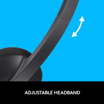 Logitech H340 Wired Headset, Stereo Headphones with Noise Cancelling Microphone, USB, PC/Mac/Laptop Black, 981-000507, 981-000475, S, M, L