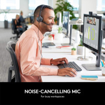 Logitech H340 Wired Headset, Stereo Headphones with Noise Cancelling Microphone, USB, PC/Mac/Laptop Black, 981-000507, 981-000475, S, M, L