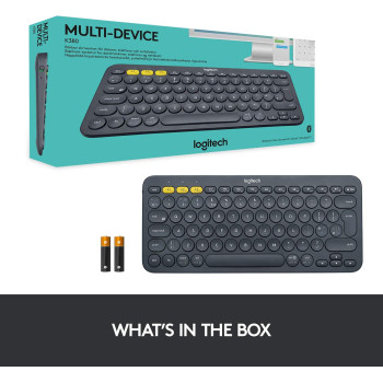 Logitech K380 Multi-Device Bluetooth Keyboard ? Windows, Mac, Chrome OS, Android, iPad, iPhone, Apple TV Compatible ? with FLOW Cross-Computer Control and Easy-Switch up to 3 Devices ? Dark Grey