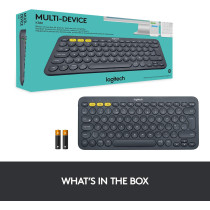 Logitech K380 Multi-Device Bluetooth Keyboard ? Windows, Mac, Chrome OS, Android, iPad, iPhone, Apple TV Compatible ? with FLOW Cross-Computer Control and Easy-Switch up to 3 Devices ? Dark Grey