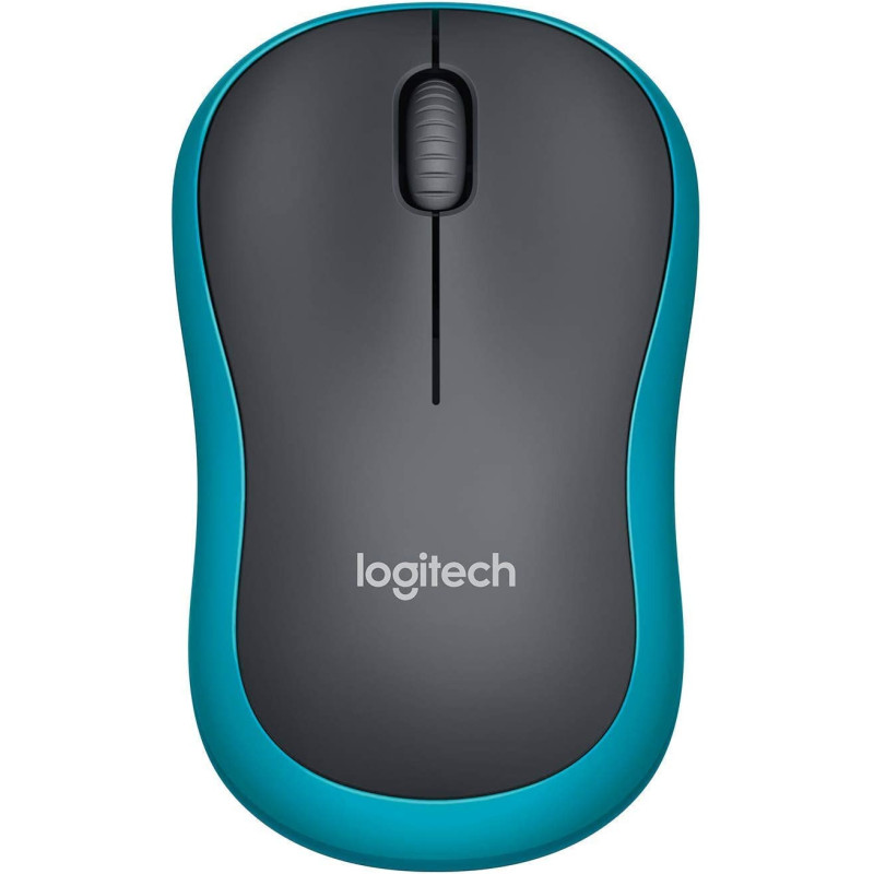 Logitech M185 Wireless Mouse, 2.4 GHz with USB Nano Receiver, 12 Month Battery Life, 1000 DPI Optical Tracking, For Left and Right Handers, Compatible with PC, Mac, Laptop - Blue