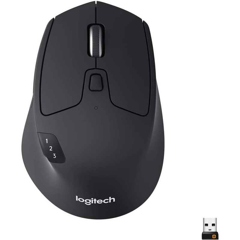 Logitech M720 Triathalon Multi-Device Wireless Mouse Easily Move Text, Images and Files Between 3 Windows and Apple Mac Computers Paired with Bluetooth or USB, Hyper-Fast Scrolling, Black
