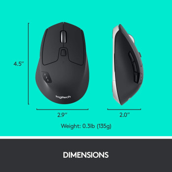 Logitech M720 Triathalon Multi-Device Wireless Mouse Easily Move Text, Images and Files Between 3 Windows and Apple Mac Computers Paired with Bluetooth or USB, Hyper-Fast Scrolling, Black