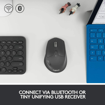 Logitech M720 Triathalon Multi-Device Wireless Mouse Easily Move Text, Images and Files Between 3 Windows and Apple Mac Computers Paired with Bluetooth or USB, Hyper-Fast Scrolling, Black