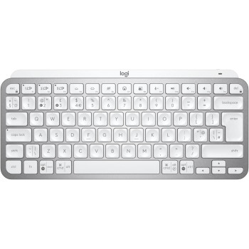 Logitech MX Keys Mini Wireless Illuminated Keyboard for Business, Compact, Logi Bolt Technology, Backlit, Rechargeable, Globally Certified, Windows/Mac/Chrome/Linux, QWERTY UK English - Light Grey