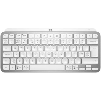 Logitech MX Keys Mini Wireless Illuminated Keyboard for Business, Compact, Logi Bolt Technology, Backlit, Rechargeable, Globally Certified, Windows/Mac/Chrome/Linux, QWERTY UK English - Light Grey