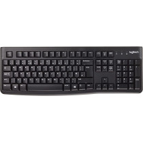 Logitech K120 Wired Business Keyboard for Windows or Linux, USB Plug-and-Play, Full-Size, Spill Resistant, Curved Space Bar, PC/Laptop, QWERTY UK Layout - Black