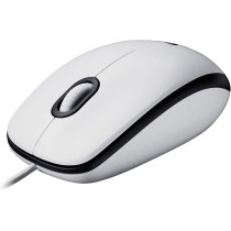 Logitech M100 Wired USB Mouse, 3-Buttons, 1000 DPI Optical Tracking, Ambidextrous PC/Mac/Laptop - White