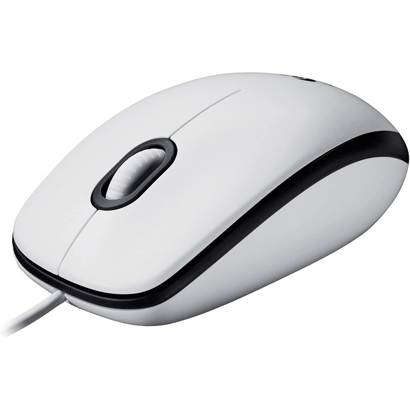 Logitech M100 Wired USB Mouse, 3-Buttons, 1000 DPI Optical Tracking, Ambidextrous PC/Mac/Laptop - White