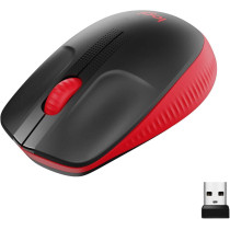 Logitech Wireless Mouse M190,Full Size Ambidextrous Curve Design,18-Month Battery with Power Saving Mode,USB Receiver,Precise Cursor Control and Scrolling,Wide Scroll Wheel,Scooped Buttons - Black/Red