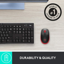 Logitech Wireless Mouse M190,Full Size Ambidextrous Curve Design,18-Month Battery with Power Saving Mode,USB Receiver,Precise Cursor Control and Scrolling,Wide Scroll Wheel,Scooped Buttons - Black/Red