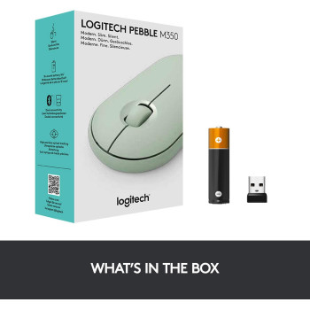 Logitech Pebble Wireless Mouse with Bluetooth or 2.4 GHz Receiver, Silent, Slim Computer Mouse with Quiet Clicks, for Laptop/Notebook/iPad/PC/Mac/Chromebook - Eucalyptus