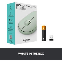 Logitech Pebble Wireless Mouse with Bluetooth or 2.4 GHz Receiver, Silent, Slim Computer Mouse with Quiet Clicks, for Laptop/Notebook/iPad/PC/Mac/Chromebook - Eucalyptus