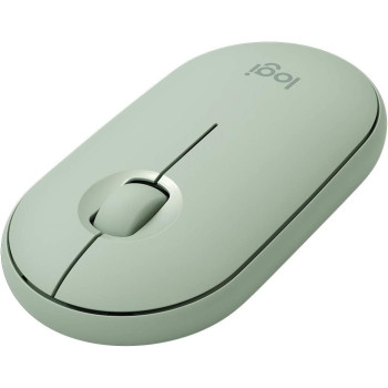 Logitech Pebble Wireless Mouse with Bluetooth or 2.4 GHz Receiver, Silent, Slim Computer Mouse with Quiet Clicks, for Laptop/Notebook/iPad/PC/Mac/Chromebook - Eucalyptus