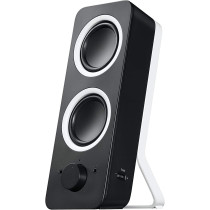 Logitech Z200 PC Speakers, Stereo Sound, 10 Watts Peak Power, 2 x 3.5mm Inputs, Headphone Jack, Adjustable Bass, Volume Controls, UK Plug, PC/TV/Smartphone/Tablet - Midnight Black