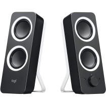 Logitech Z200 PC Speakers, Stereo Sound, 10 Watts Peak Power, 2 x 3.5mm Inputs, Headphone Jack, Adjustable Bass, Volume Controls, UK Plug, PC/TV/Smartphone/Tablet - Midnight Black