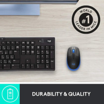 Logitech Wireless Mouse M190,Full Size Ambidextrous Curve Design,18-Month Battery with Power Saving Mode, USB Receiver,Precise Cursor Control and Scrolling,Wide Scroll Wheel,Scooped Buttons-Black/Blue