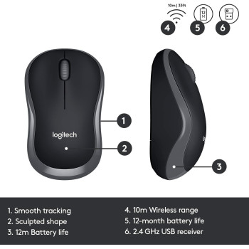 Logitech MK330 Wireless Keyboard and Mouse Combo for Windows, 2.4 GHz Wireless with Unifying USB-Receiver, Portable Mouse, Multimedia Keys, Long Battery Life, PC/Laptop, QWERTY US Layout - Black
