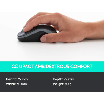 Logitech MK330 Wireless Keyboard and Mouse Combo for Windows, 2.4 GHz Wireless with Unifying USB-Receiver, Portable Mouse, Multimedia Keys, Long Battery Life, PC/Laptop, QWERTY US Layout - Black