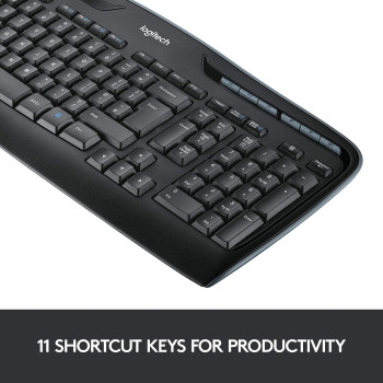 Logitech MK330 Wireless Keyboard and Mouse Combo for Windows, 2.4 GHz Wireless with Unifying USB-Receiver, Portable Mouse, Multimedia Keys, Long Battery Life, PC/Laptop, QWERTY US Layout - Black