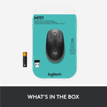 Logitech Wireless Mouse M190, Full Size Ambidextrous Curve Design, 18-Month Battery with Power Saving Mode, Precise Cursor Control and Scrolling, Wide Scroll Wheel, Scooped Buttons - Black/Mid Grey