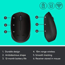 Logitech M171 Wireless Mouse 2.4 Ghz wireless Wireless range, Black