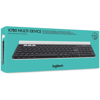 Logitech K780 Multi-Device Wireless Keyboard Quiet, QWERTY UK Layout - Dark Grey/White
